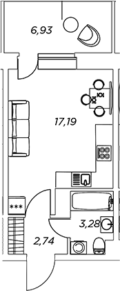 Планировка — Аквилон Stories, Студия, 23 м²