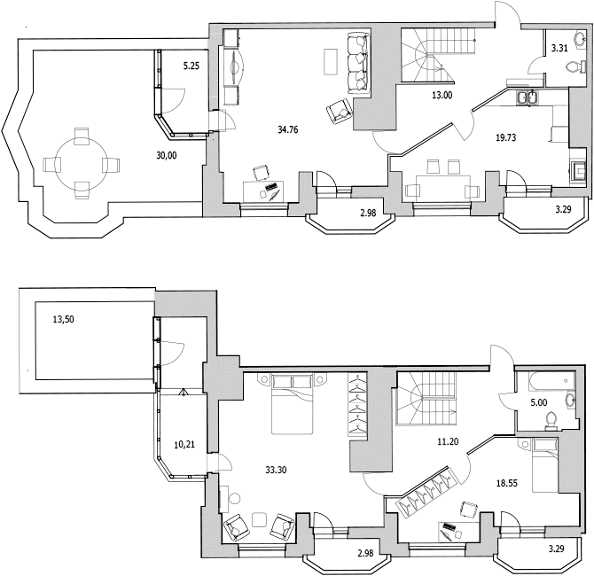 Планировка — Байрон, 4-комн., 143 м²