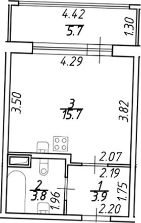 Планировка — Аквилон ZALIVE, Студия, 23 м²