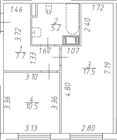 Планировка — Апарт-отель Начало, 2-комн., 41 м²