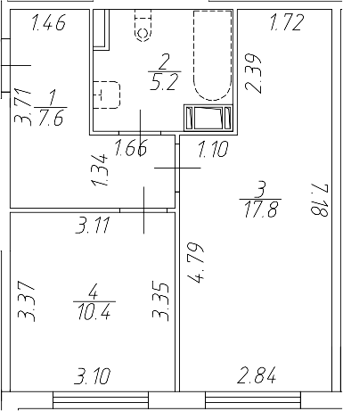 Планировка — Апарт-отель Начало, 2-комн., 41 м²