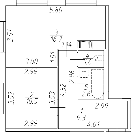 Планировка — Апарт-отель Начало, 2-комн., 41 м²