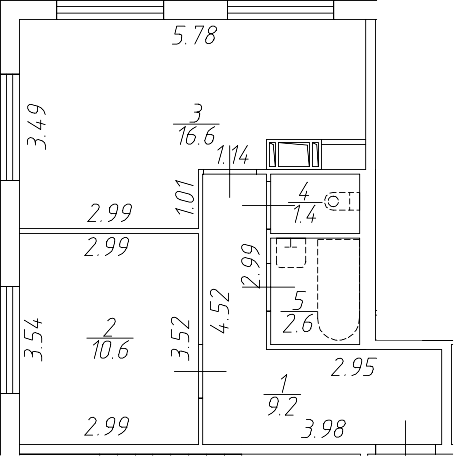 Планировка — Апарт-отель Начало, 2-комн., 40 м²