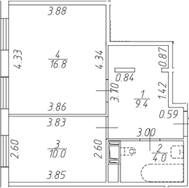 Планировка — Апарт-отель Начало, 1-комн., 40 м²