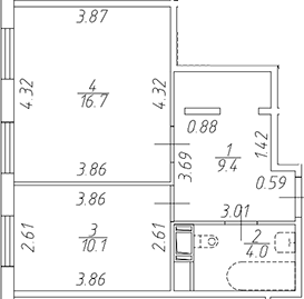 Планировка — Апарт-отель Начало, 1-комн., 40 м²