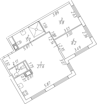 Планировка — Апарт-отель Начало, 2-комн., 52 м²