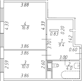 Планировка — Апарт-отель Начало, 1-комн., 40 м²