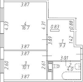 Планировка — Апарт-отель Начало, 1-комн., 40 м²