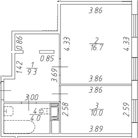 Планировка — Апарт-отель Начало, 1-комн., 40 м²