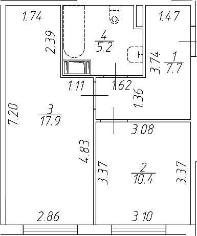 Планировка — Апарт-отель Начало, 2-комн., 41 м²