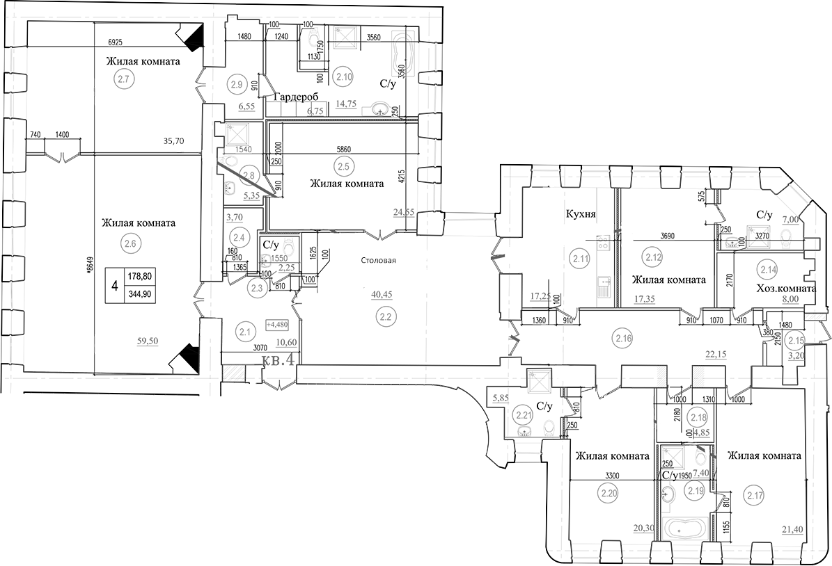 Планировка — Три Грации, 7-комн., 342 м²
