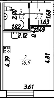 Планировка — Удача, Студия, 23 м²