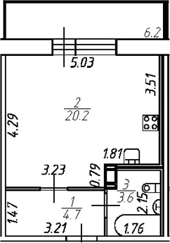Планировка — Удача, Студия, 29 м²