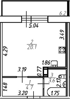 Планировка — Удача, Студия, 28 м²