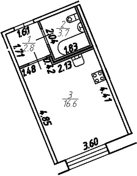 Планировка — Удача, Студия, 23 м²
