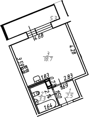 Планировка — Удача, Студия, 25 м²