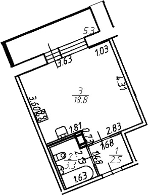 Планировка — Удача, Студия, 25 м²