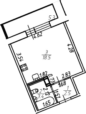 Планировка — Удача, Студия, 24 м²