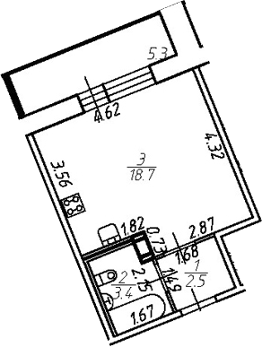 Планировка — Удача, Студия, 25 м²