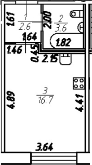 Планировка — Удача, Студия, 23 м²