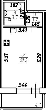 Планировка — Удача, Студия, 24 м²