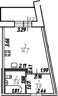 Планировка — Удача, Студия, 22 м²