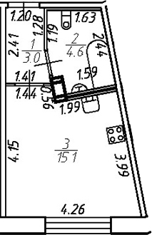 Планировка — Удача, Студия, 23 м²