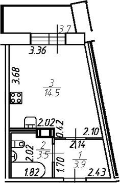 Планировка — Удача, Студия, 22 м²