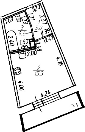 Планировка — Удача, Студия, 23 м²