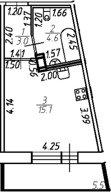 Планировка — Удача, Студия, 23 м²
