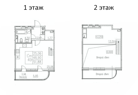 Планировка — Энфилд, Студия, 49 м²