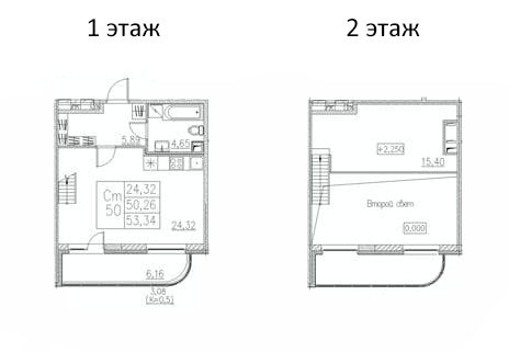 Планировка — Энфилд, Студия, 50 м²
