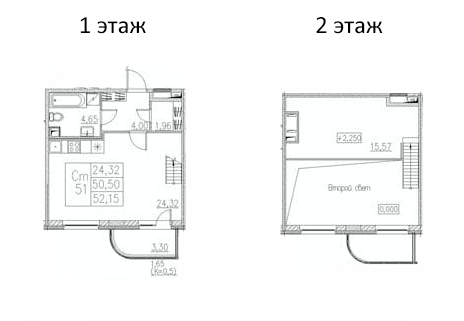 Планировка — Энфилд, Студия, 51 м²