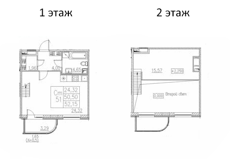 Планировка — Энфилд, Студия, 51 м²
