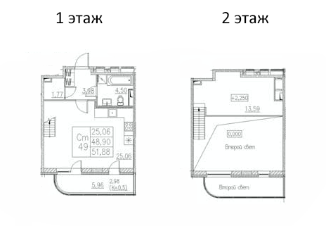 Планировка — Энфилд, Студия, 49 м²