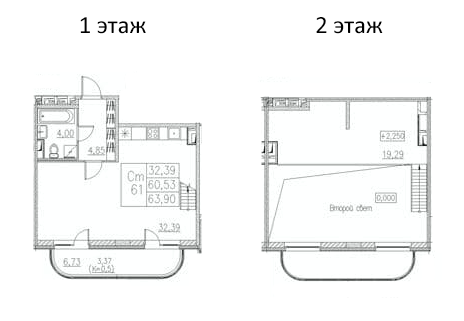Планировка — Энфилд, Студия, 61 м²