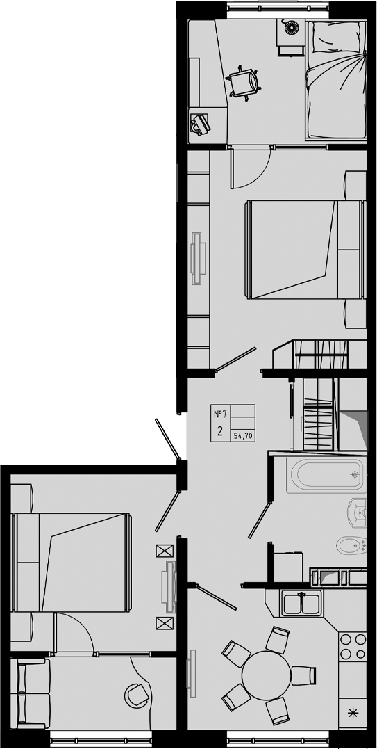 Планировка — PIXEL, 2-комн., 55 м²