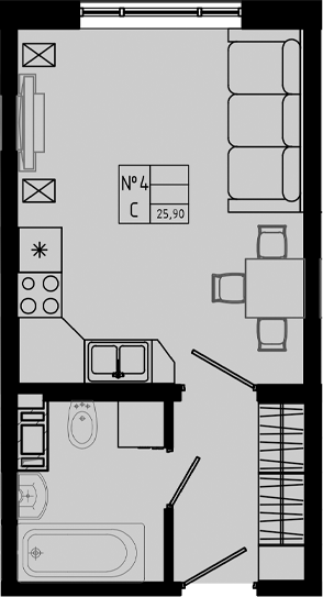 Планировка — PIXEL, Студия, 26 м²