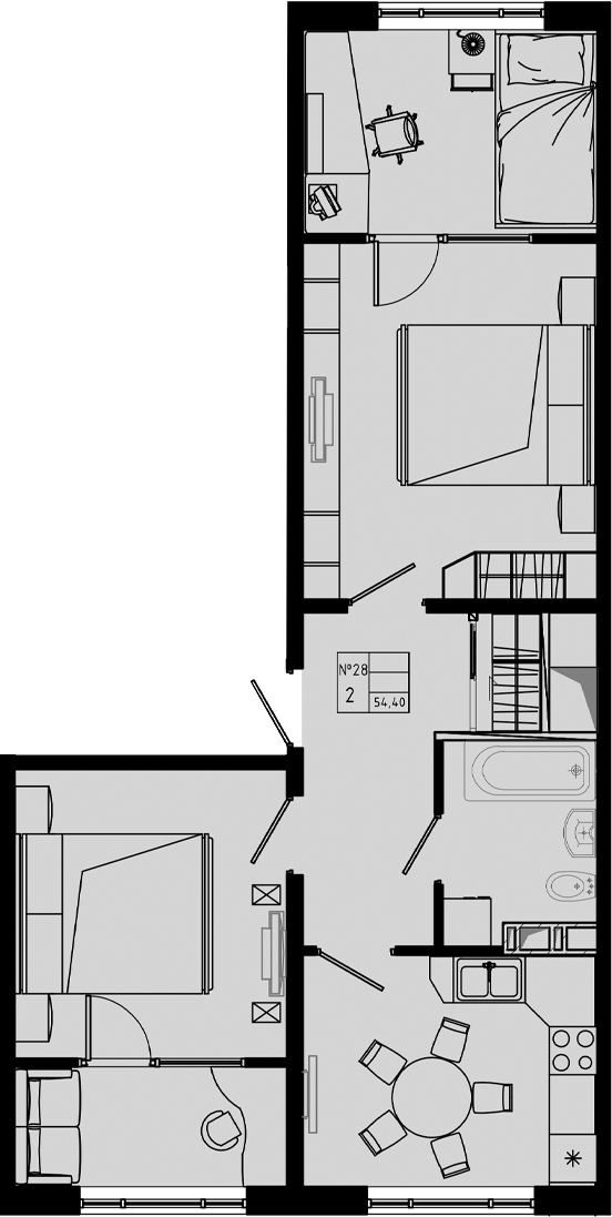 Планировка — PIXEL, 2-комн., 54 м²