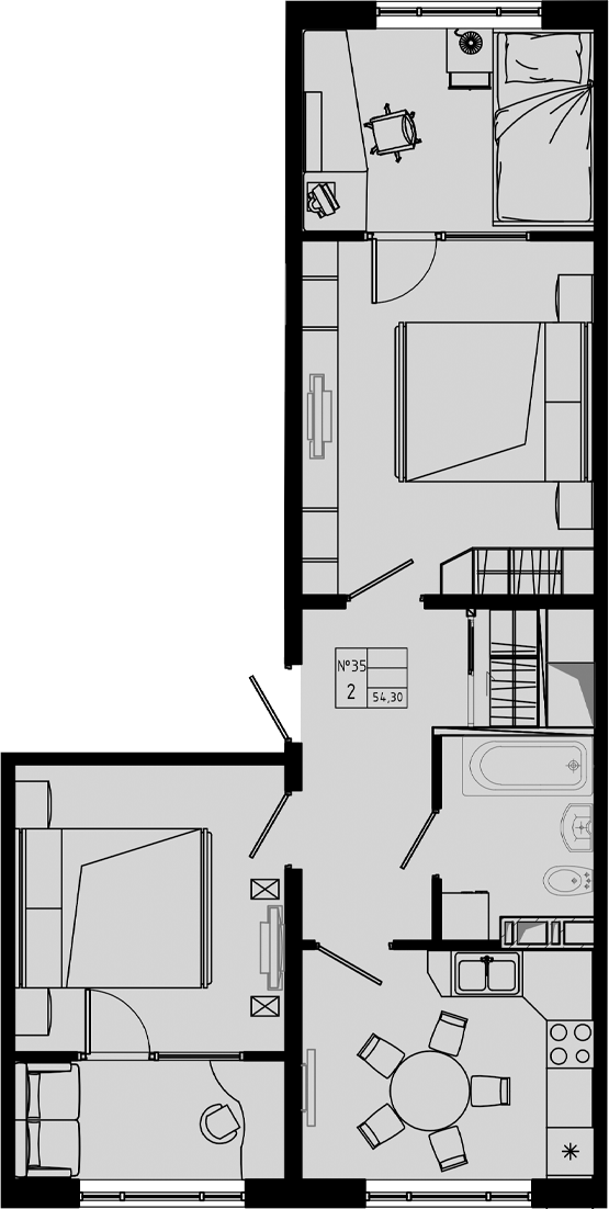 Планировка — PIXEL, 2-комн., 54 м²