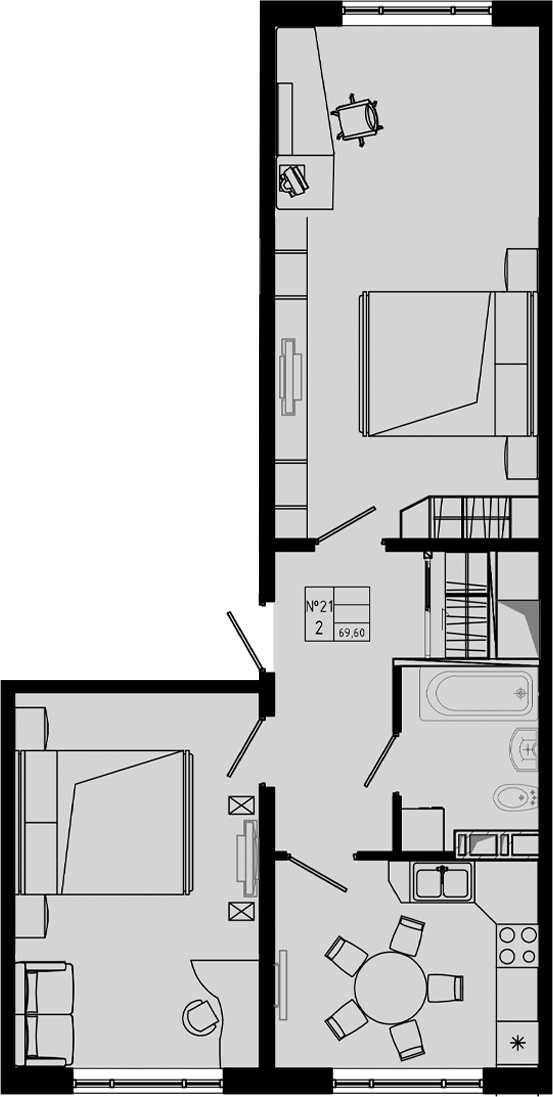 Планировка — PIXEL, 2-комн., 70 м²