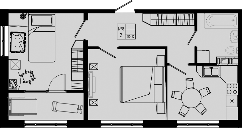 Планировка — PIXEL, 2-комн., 50 м²