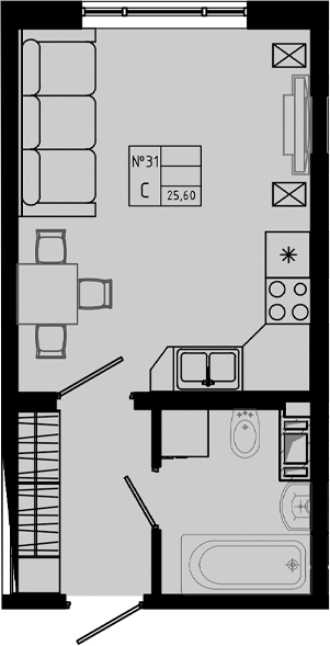 Планировка — PIXEL, Студия, 26 м²