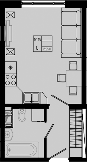 Планировка — PIXEL, Студия, 26 м²