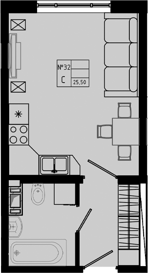 Планировка — PIXEL, Студия, 26 м²