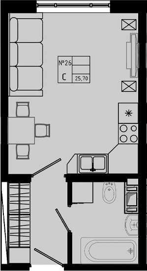 Планировка — PIXEL, Студия, 26 м²