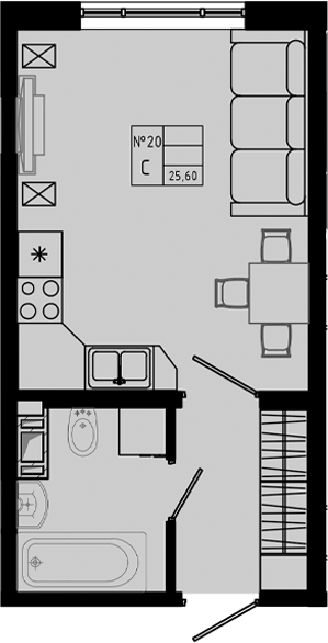 Планировка — PIXEL, Студия, 26 м²