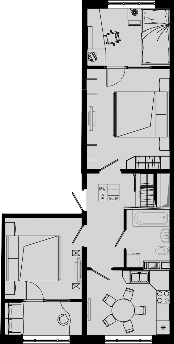 Планировка — PIXEL, 2-комн., 54 м²