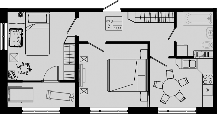Планировка — PIXEL, 2-комн., 50 м²