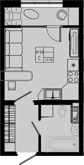 Планировка — PIXEL, Студия, 22 м²